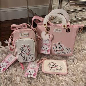Disney Pink & White Marie Cat Bag Purse & Wallet Set Collection Aristocats NWT